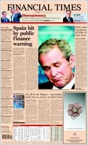 Portada del FT edición Europa hoy, tomada de kiosko.net