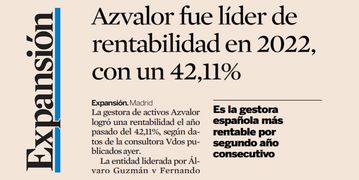 Azvalor fue líder de rentabilidad en 2022, con un 42,11% | Expansión