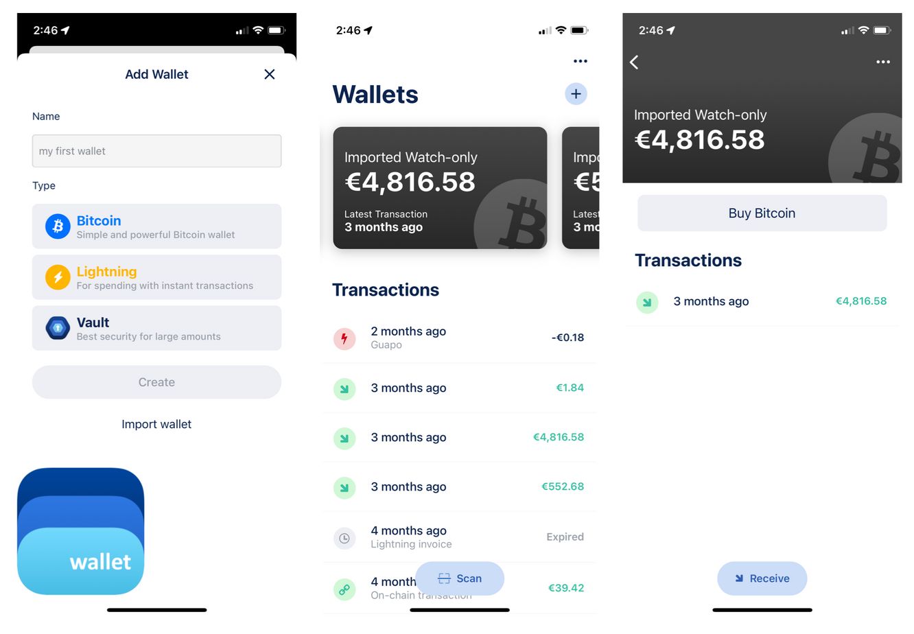 BlueWallet: capturas de la mejor aplicación de pagos Lightning con la red de bitcoin