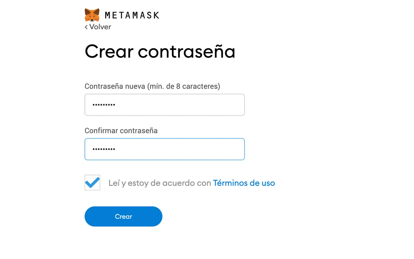 contraseña metamask