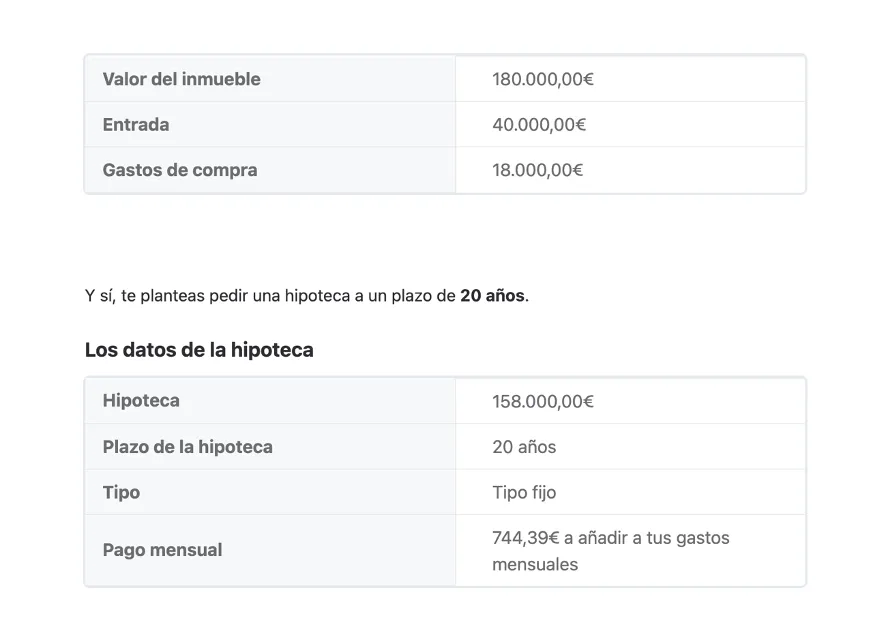 Ejemplo hipoteca compra casa