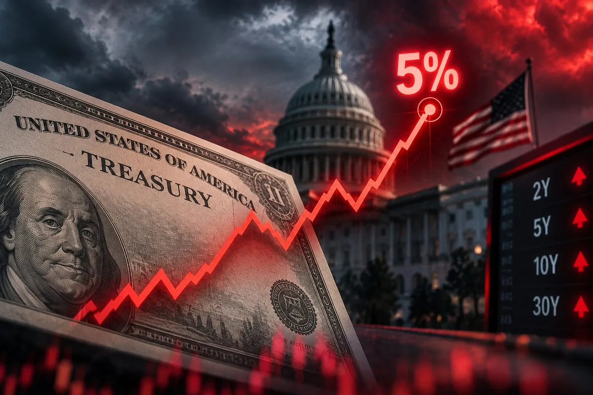 ¿Alerta roja en el mercado de deuda? El bono de EEUU supera el 5% por primera vez desde 2023 y el español ya al 4%